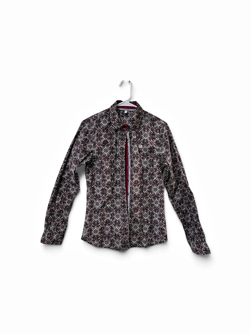 Cinch Women’s Geometric Button Down in Black & Red